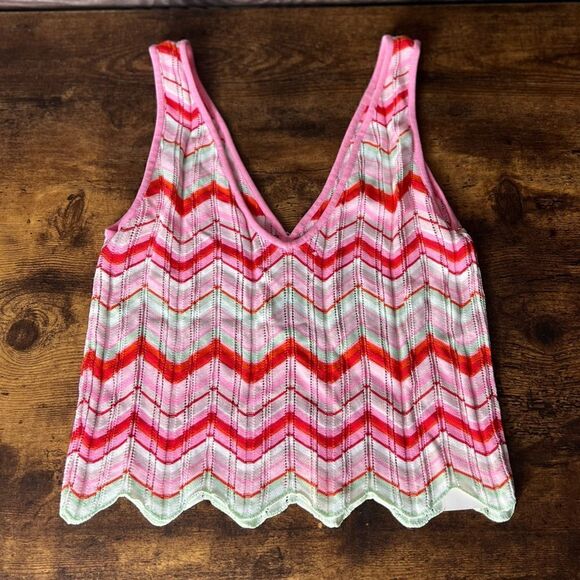 Torn by Ronny Kobo Pink Red Chevron Crochet 2-Piece Set Skirt Set. Medium. NWT! - Picture 5 of 16